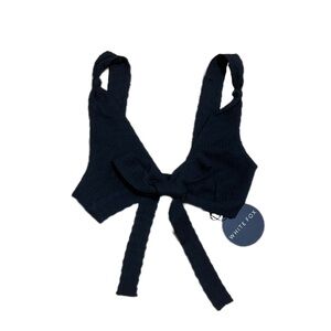 Whitefox Falling Into You Black Tie Front Crop Top